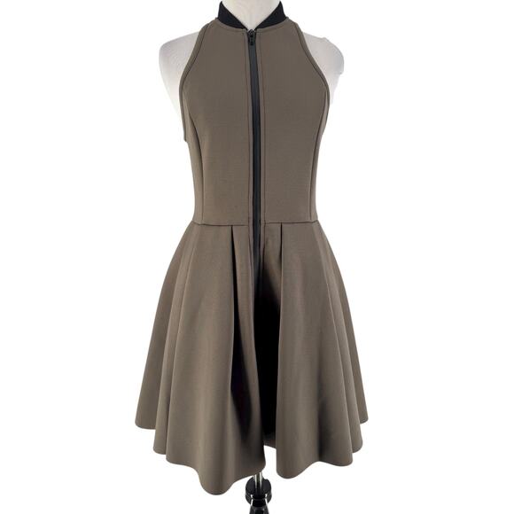 T By Alexander Wang Olive Taupe Neoprene Sleeveless A-Line Dress Size Medium - Picture 1 of 5